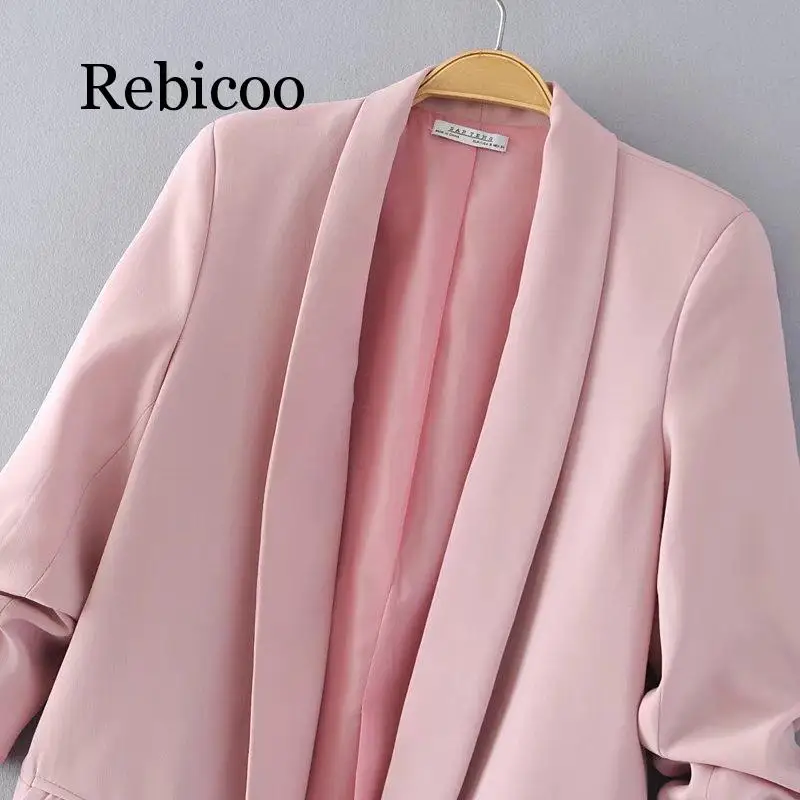 Jacket women elegant 5 color outerwear pocket office casual fashion jacket