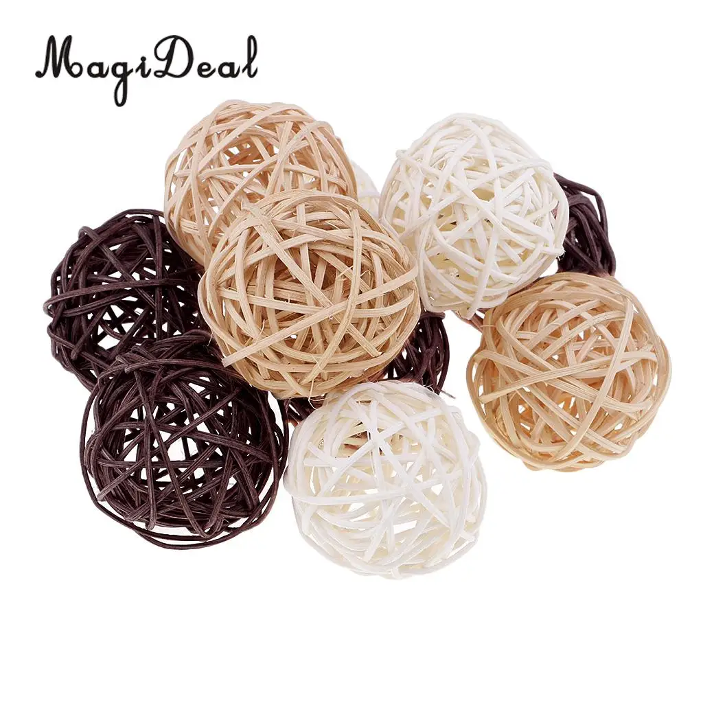  3cm/5cm/7cm Mixed Colors Lovely Wicker Rattan Ball, Christmas Birthday Home Wedding Party Decorations DIY Ornaments Kids Toys