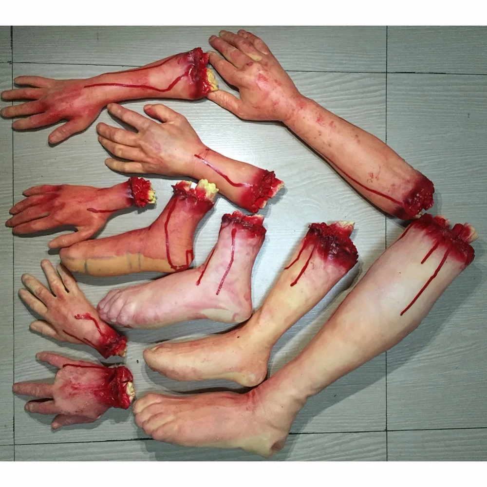 

Hot Halloween Horror Props Bloody Hand Haunted House Party Decoration Scary Hand Finger Leg Foot Brain Heart New