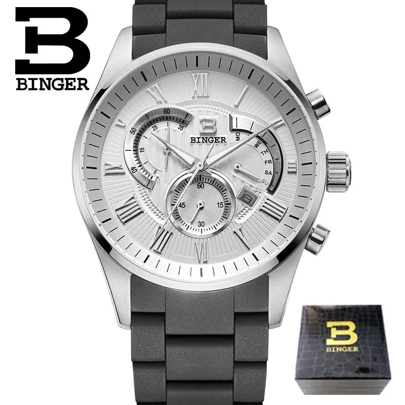 Free Shipping Wristwatches Men's Quartz Sport Utility Men Luxury Brand Automatic Chronograph Binger Military Watches Gift - Цвет: 03