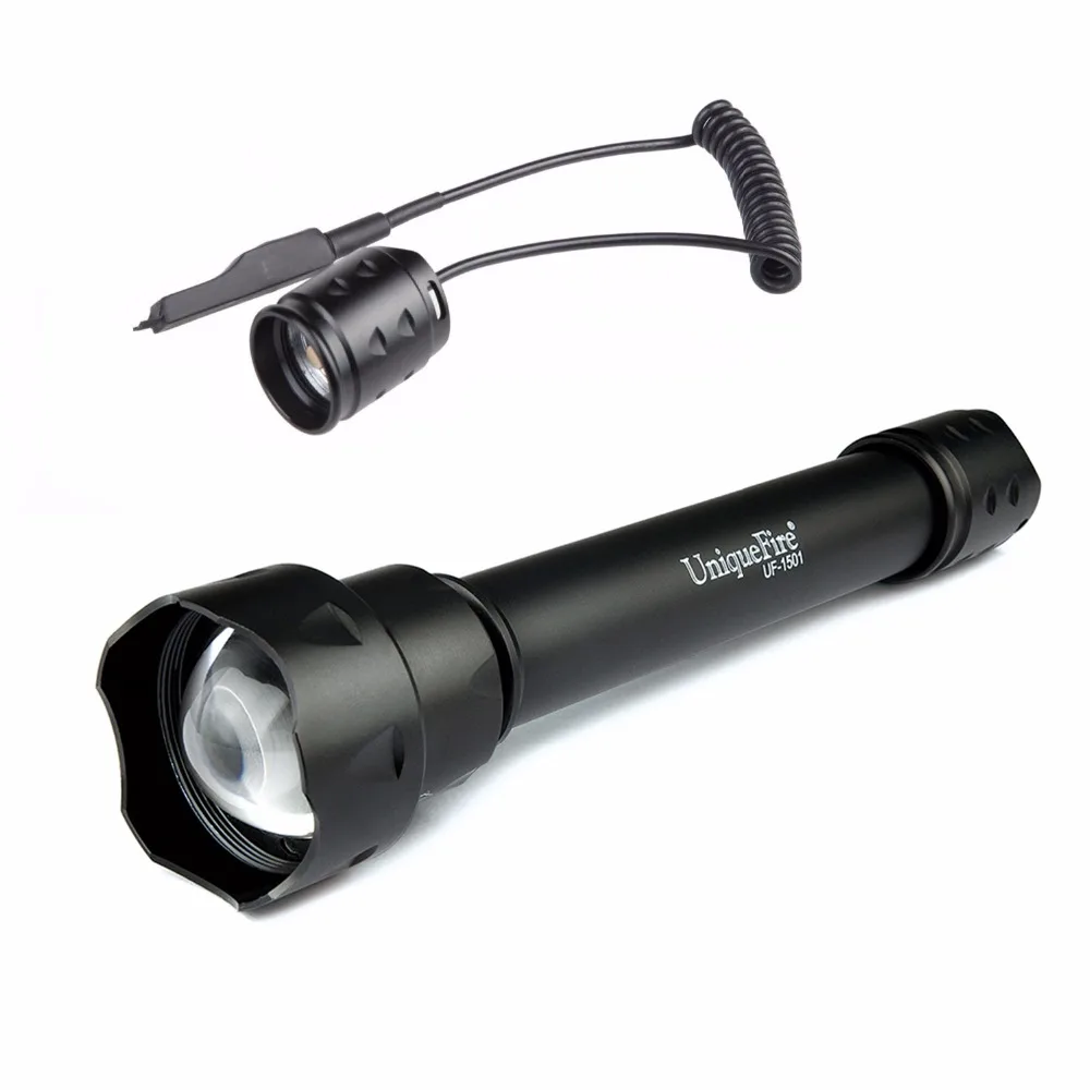 LED Hunting Flashlight UniqueFire 1501 Zoomable IR 940nm 3 Modes Lamp+Rat Tail For Campingin