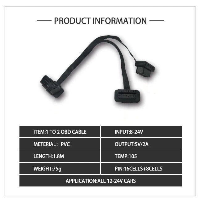 Удлинительный кабель OBD разъем OBD2 1 2 16 штырьков штекер двойной y образный разрез