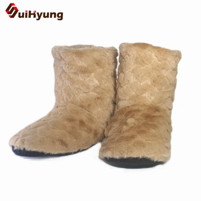 Goede Suihyung Vrouwen Winter Katoenen Schoenen Pluche Fleeces Indoor Schoenen Solid Flock Warme Thuis Slippers Vrouwelijke Vloer Casual Slip Op Botas