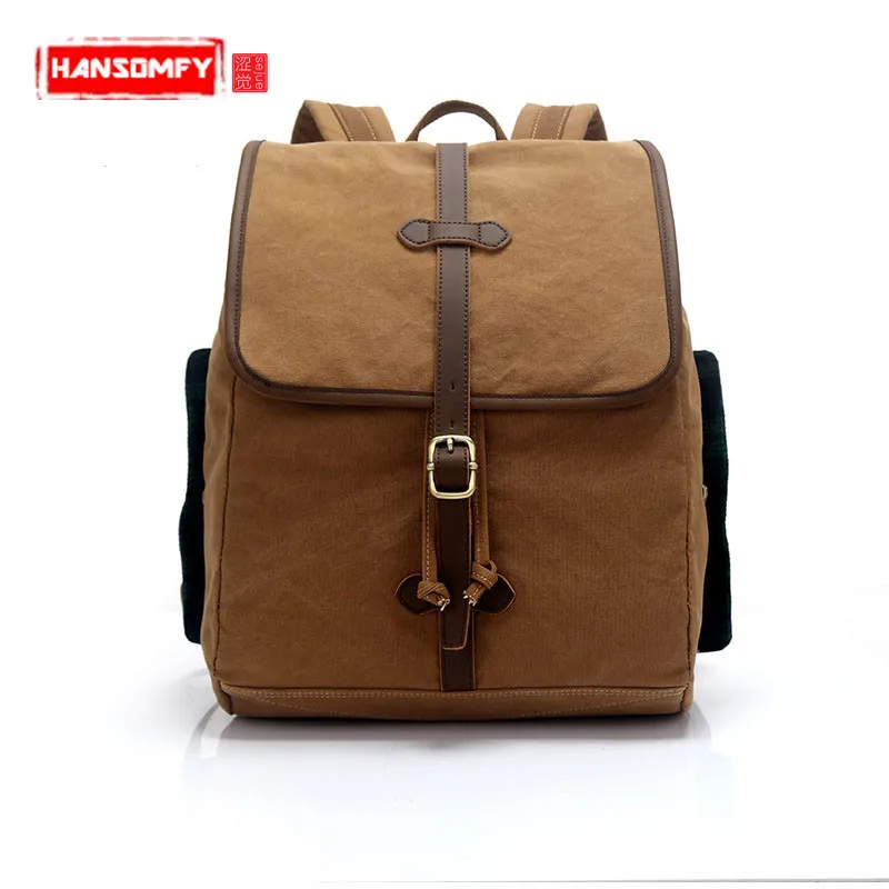 

New canvas Men backpacks tide solid color shoulder bag student bag men and women travel backpack wholesale leisure Laptop bags