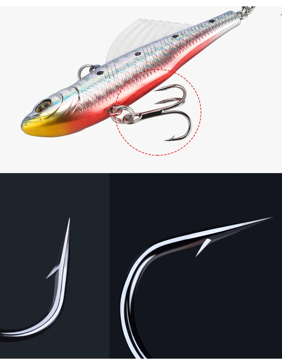 Isca de Pesca Isca com Barbatanas Dagezi Cores Isca Artificial 6.8cm - 13g Duro Lula Crankbait Pesca Equipamento Vib 4 2 Iscas artificiais