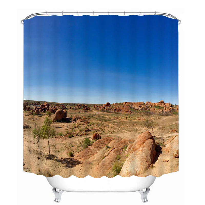 

New 3D Shower Curtains Desert Highway Pattern Bath Curtain Waterproof Washable Polyester Fabrics Bathroom Curtains Products