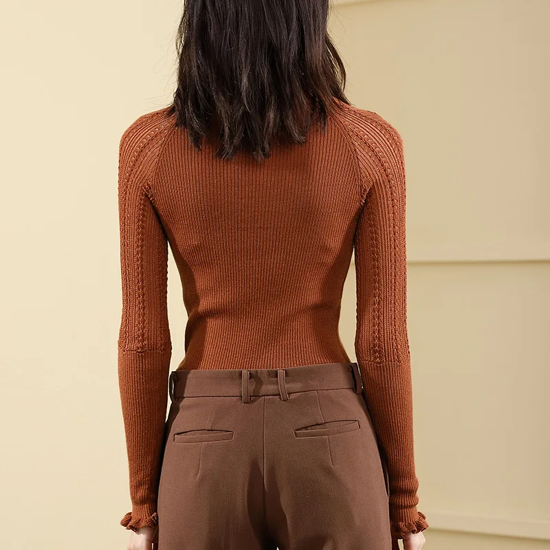 2018 Autumn And Winter New Arrival turtleneck sweater upper wool blend sweater stringy selvedge women's fashion sweater 18095