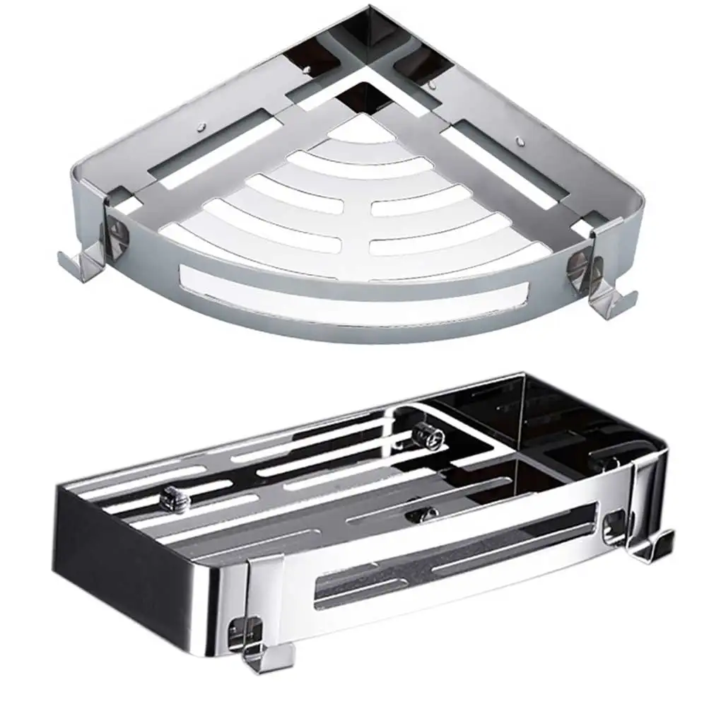 

304 Stainless Steel Bathroom Wall Mount Shelf Rack Shower Room Shampoo Soap Holder Storage Stand