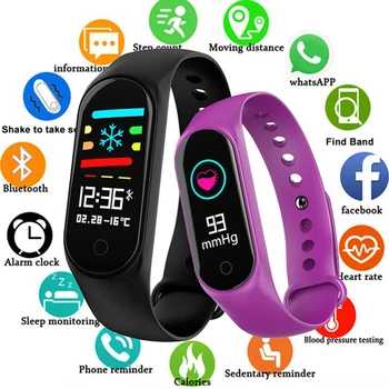 

Smart Bracelet Color Screen Blood Pressure Waterproof Fitness Tracker Heart Rate Monitor Smart Band Men for AndroidIOS Bluetooth