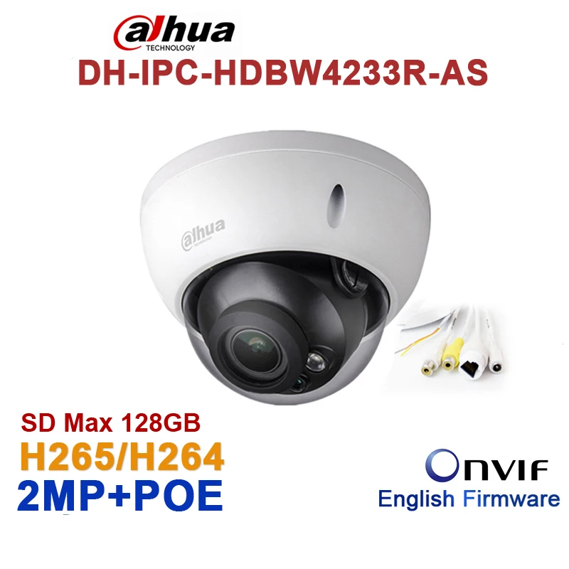 

Dahua DH-IPC-HDBW4233R-AS 2MP IR Mini Dome Network IP Camera IR POE Audio SD card Stellar H265/H264