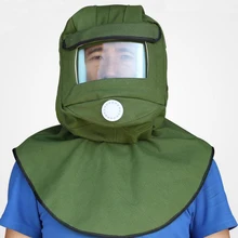 Зеленый защитная маска пескоструйная обработка Кепки пыли Краски промышленной пыли анфас шлифовальной головки защитая шаль шапка-маска DFS024