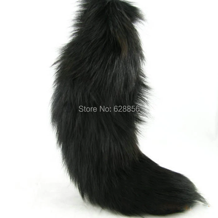 

Super Large Real Black Fox Fur Tail Keychain key Ring