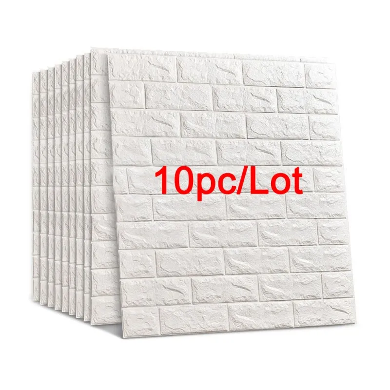 

77*70cm 10 pcs 3D Brick Wall Stickers DIY Self Foam Waterproof Decor Wall Covering Wallpaper For TV Background Kids Living Room