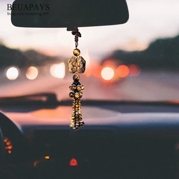 

1pcs DIY pendant Double magic tiger eye stone automobile pendant natural tiger eye stone car pendant rear view mirror automobile