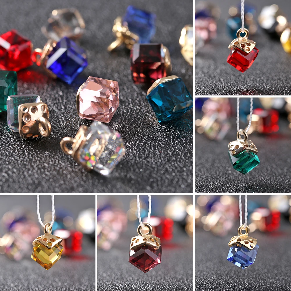 

1Pack Colorful 2mm Hole Austrian Square Crystal Beads Cube Glass Loose Bead for Bracelet Necklace DIY Jewelry Making Crafts