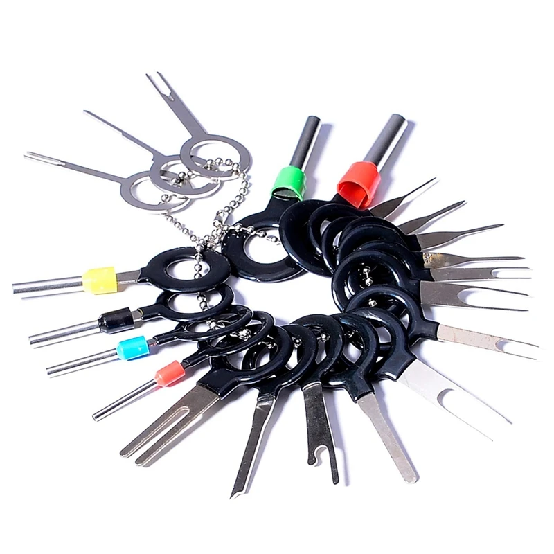 21Pcs Terminals Removal Key Tools Set for Car Auto Electrical Wiring Crimp Connector Pin Extractor Puller Repair Remover Key Tools Set for Most Connector Terminal 