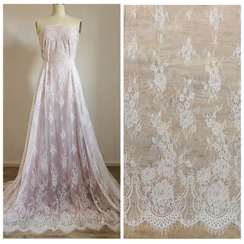 

LASUI NEW C0310 3 meters=1 piece white,black DIY Weedding dress ,veil decoration hollow Exquisite Eyelash French Lace Fabric