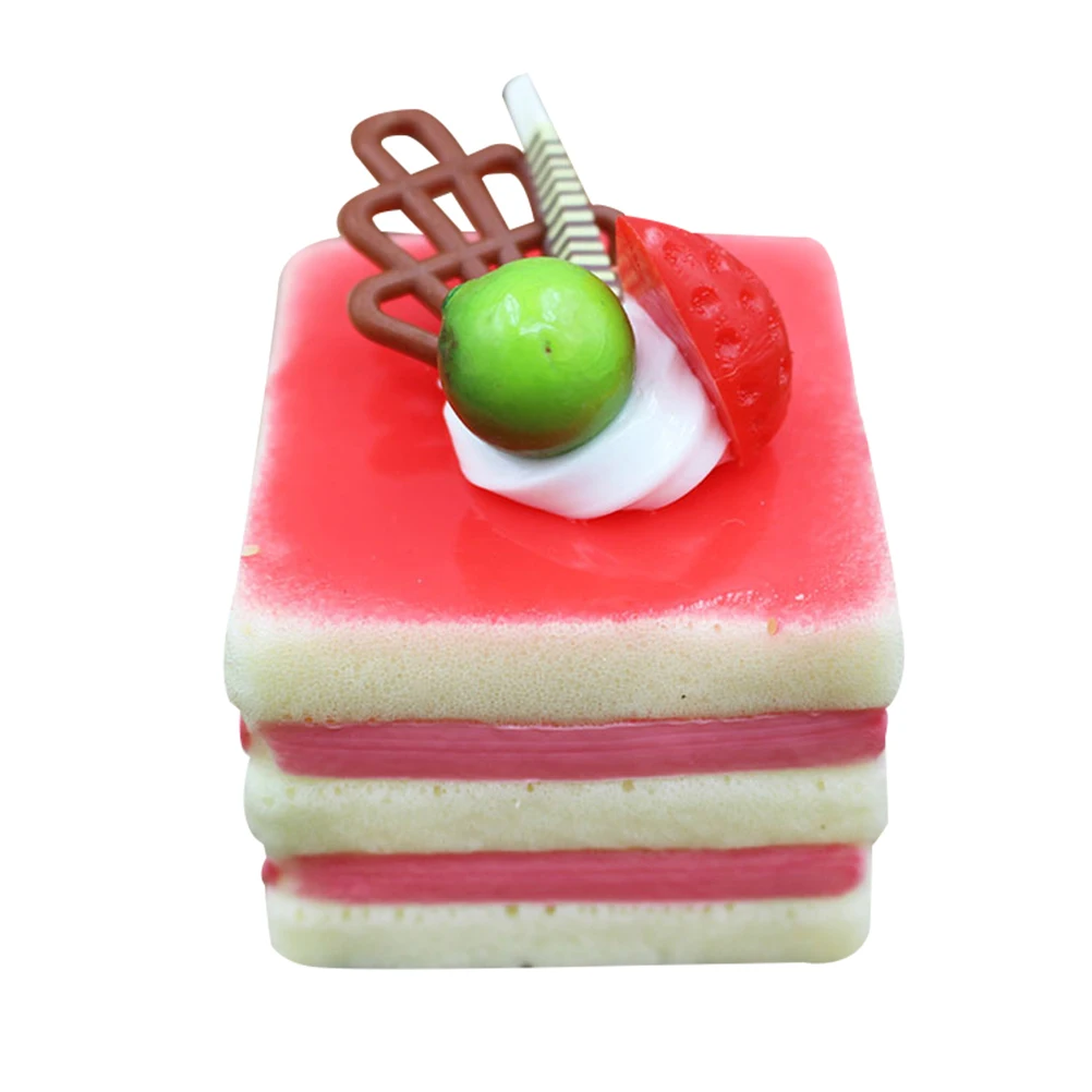 

Simulation Three-tier Square Cream Fruit Cake Artificial Lifelike Fake Small Cake Model Food Cake Kitchen Props Decoration
