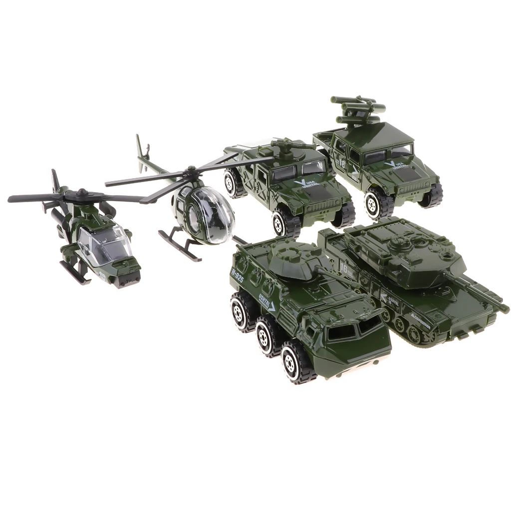 1/87 Die-cast Military Vehicles, 6 in 1 Assorted Metal Army Vehicle Model Car Preschool Learning Toy Collectibles