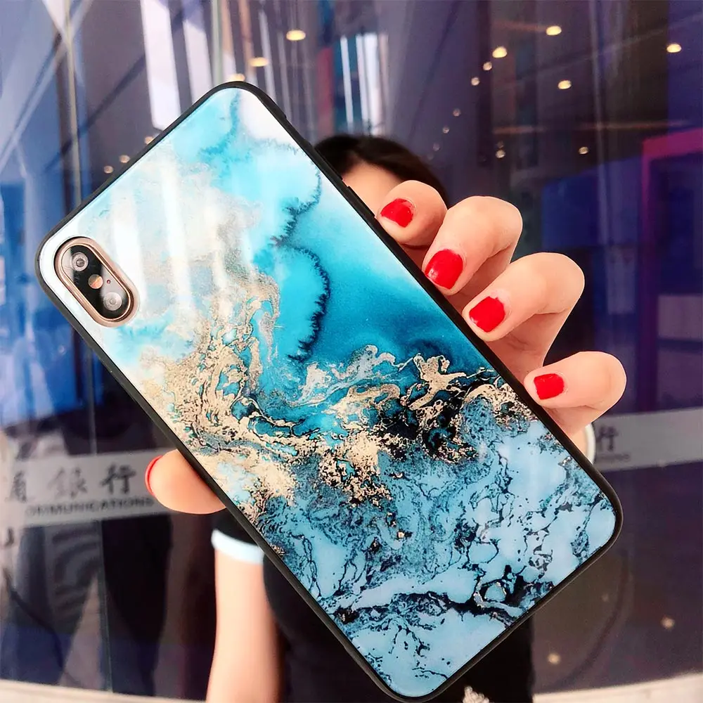 KISSCASE Marble Tempered Glass Case For iPhone X XS Max XR 7 8 Plus Back Cover Funda for 6 6S Capa Coque |