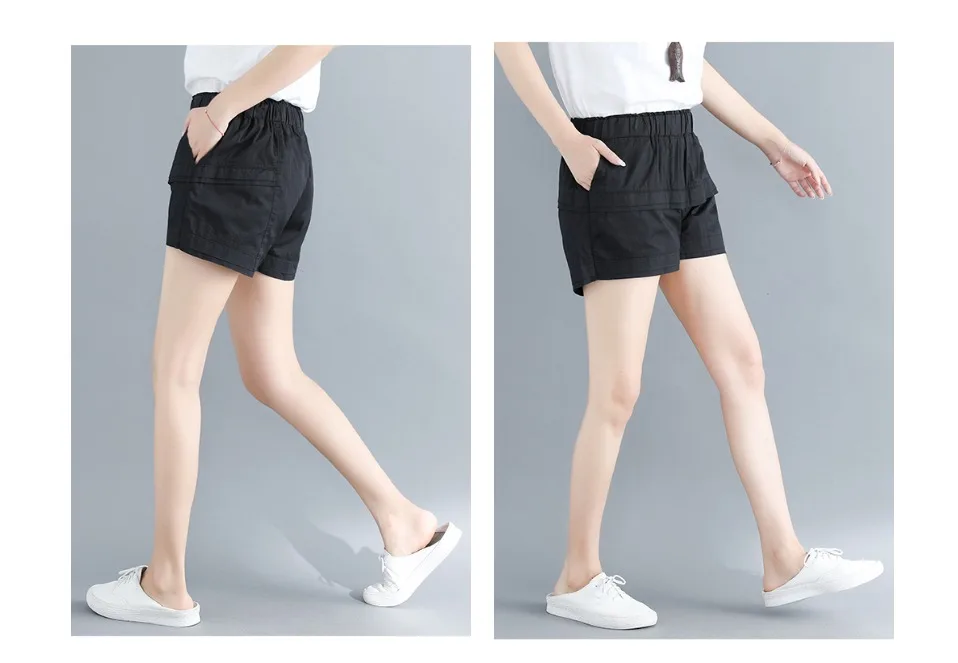 Vintage Old washed women shorts All match lady cotton shorts withe pockets Plus size casual women trousers Bottoms hots