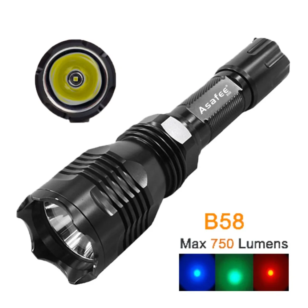 Asafee Ночная охотничья вспышка белый красный зеленый 1 Режим CREE XM L2(U4) светодиодный