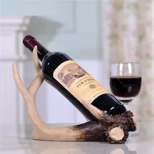 Harz Hirsch Geweih Rotwein Flaschenhalter Tisch Rack Ornament Home Bar Decor Skulptur
