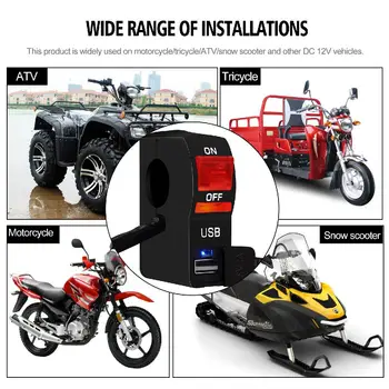 

Universal Handlebar Light Switch Motorcycle Headlight Switch ON/OFF Button Signal Light Switch with USB charger Moto Accessory
