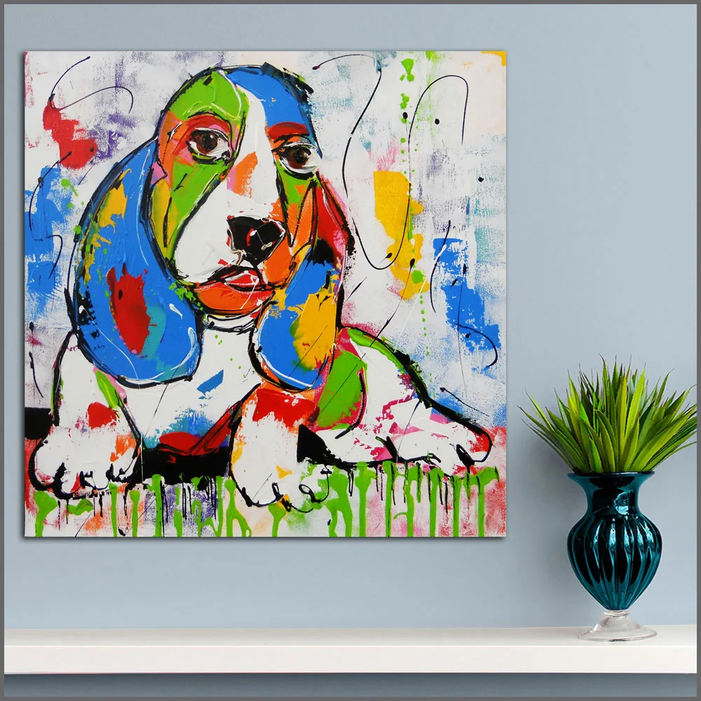 Large size Printing Oil Painting Dogs Painting Art Big ears wall art