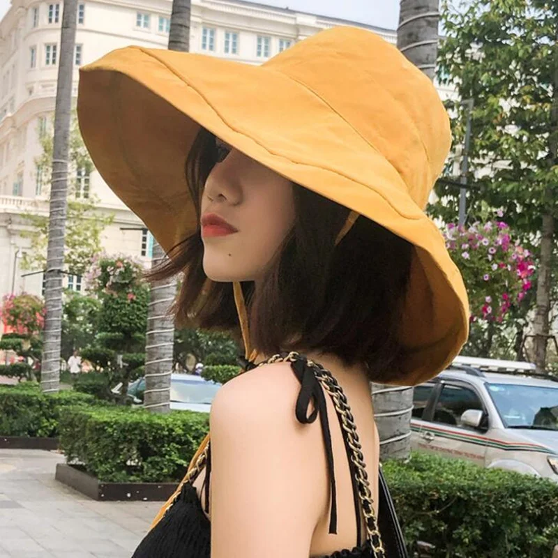 

Wide Brim Bucket Hat for Women Summer New Style Hip Hop Fishing Cap Chapeau Panama Fishmen hats 5colors