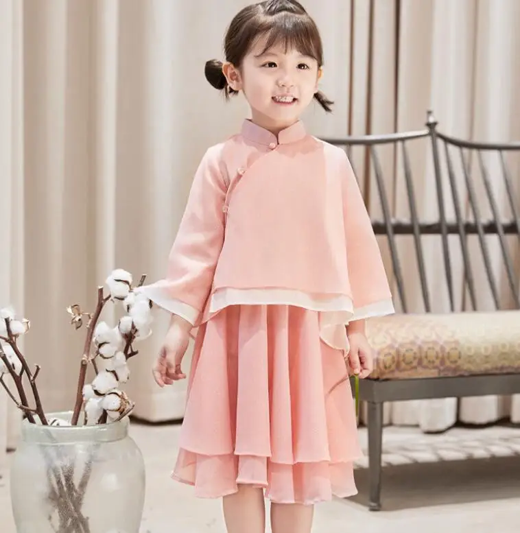 pink kids clothes Китайский Стиль Демисезонный для детей, для малышей Комплекты одежды для детей Одежда для девочек комплект Блузка с длинными рукавами+ юбка, костюм из 2 предметов - Цвет: pink kids clothes
