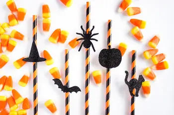 

Glitter Halloween Paper Straws Wedding birthday Engagement Hawaiian Tropical Party Drinkware tools