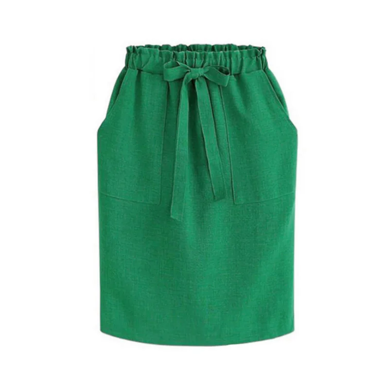 Для Женщин Половина Одноцветный с бантом Высокая талия юбка-карандаш Летние XRQ88