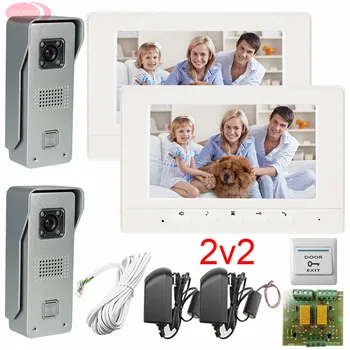 

2v2 Video intercom system video door phone Two 700lines HD Outdoor Units Two 7" Lcd Free Shipping 5 Years Warranty