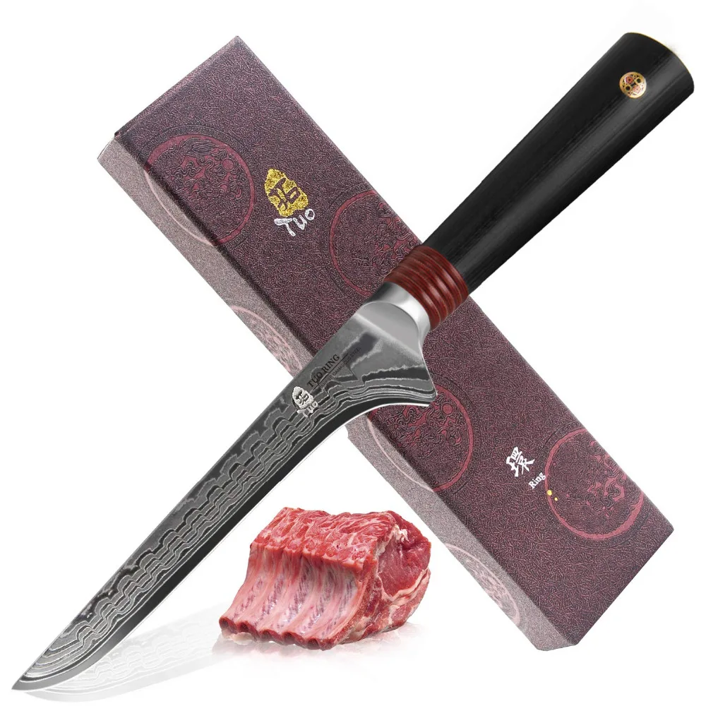 

TUO Cutlery Boning Fillet Knife 6'' - Japanese AUS-10 High Carbon Stainless Steel Damascus Kitchen Knife - Ergonomic G10 Handle
