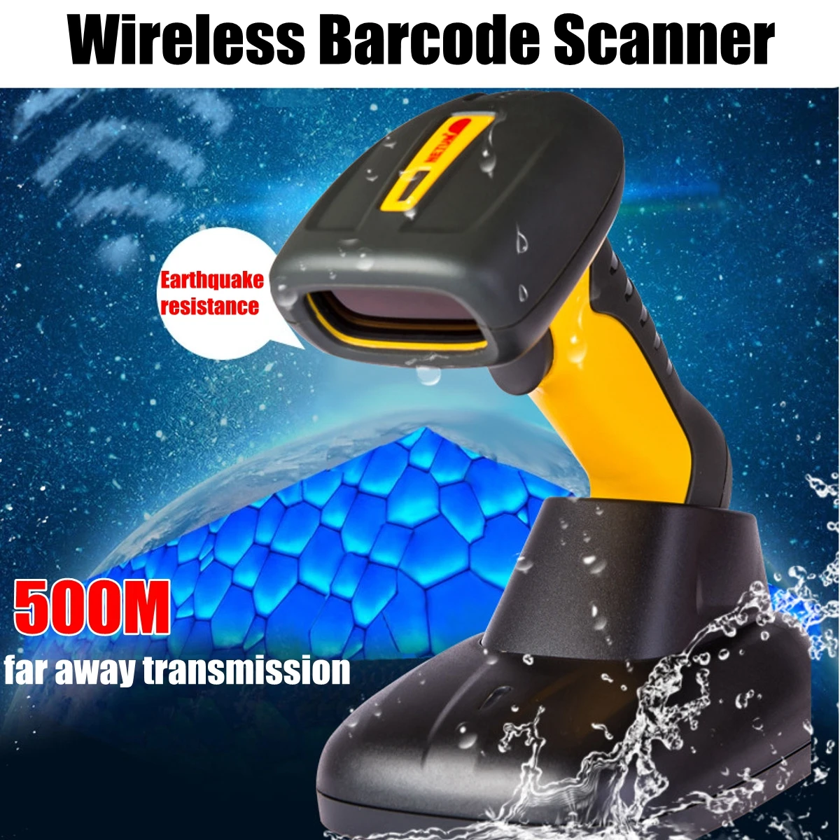 

NT-1209 Handheld Wireless Barcode Scanner Industrial IP67 Waterproof 32bit Bar Code Scanner for POS System