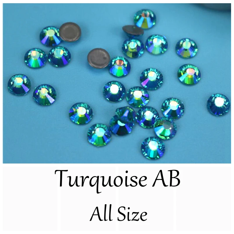 

Crystal AAAAA Rhinestones All Size Turquoise AB Strass Hotfix Flatback Cystals Hot Fix Rhinestone For Wedding Dress Clothes