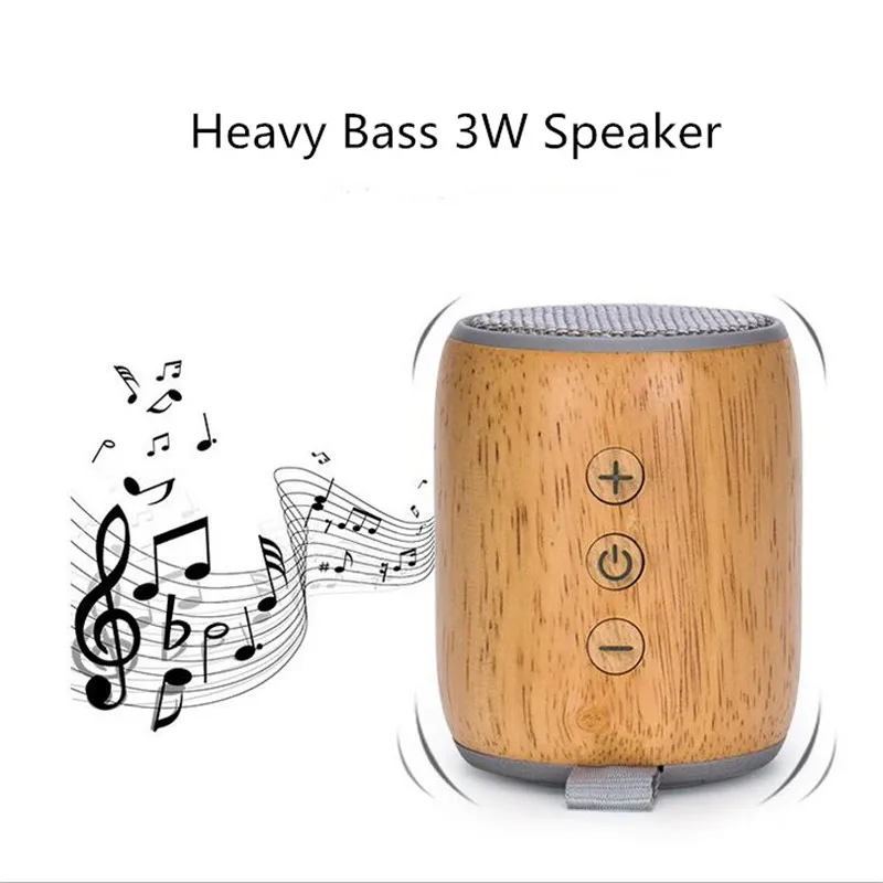 Portable Wooden Bluetooth Speaker Heavy Bass Wireless Mini Subwoofer Sound Box For Samsung