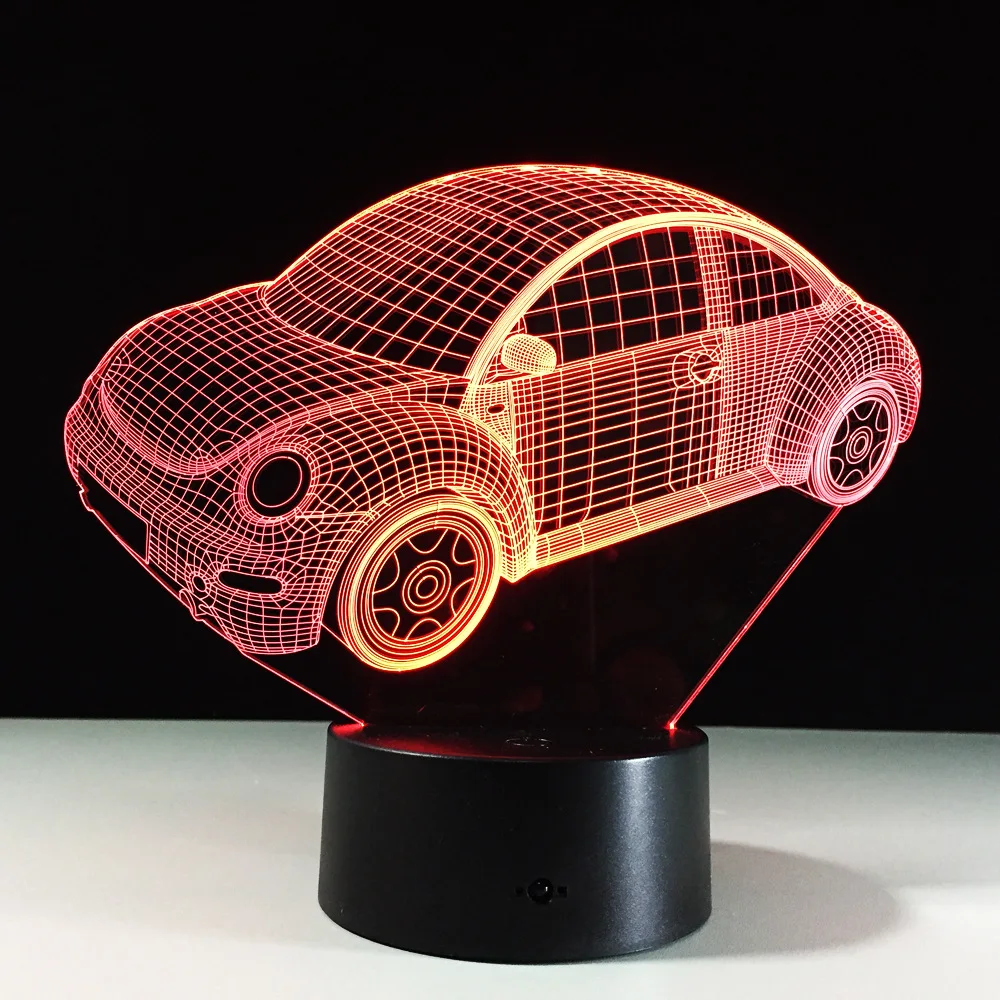 7 цветов визуального моделирования автомобиля лампа 3D светодиодный ночник Подарки для детей сенсорный выключатель USB Таблица Lampara лампе для сна освещения