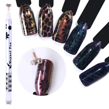 

Dual-ended Chameleon Flower Strip Pattern Cat Eye Magnetic Stick For UV Gel DIY Nail Art Tool 1Pc