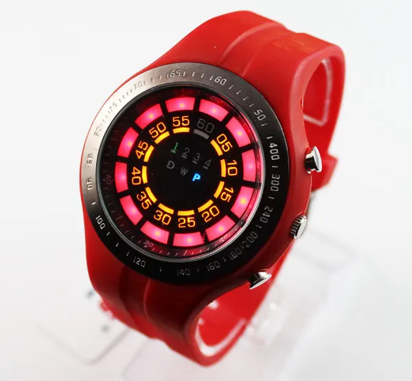 

TVG wholesale Dive Girl's/Ladies Sports Red Rubber Silicone Binary LED Watch freeship C674