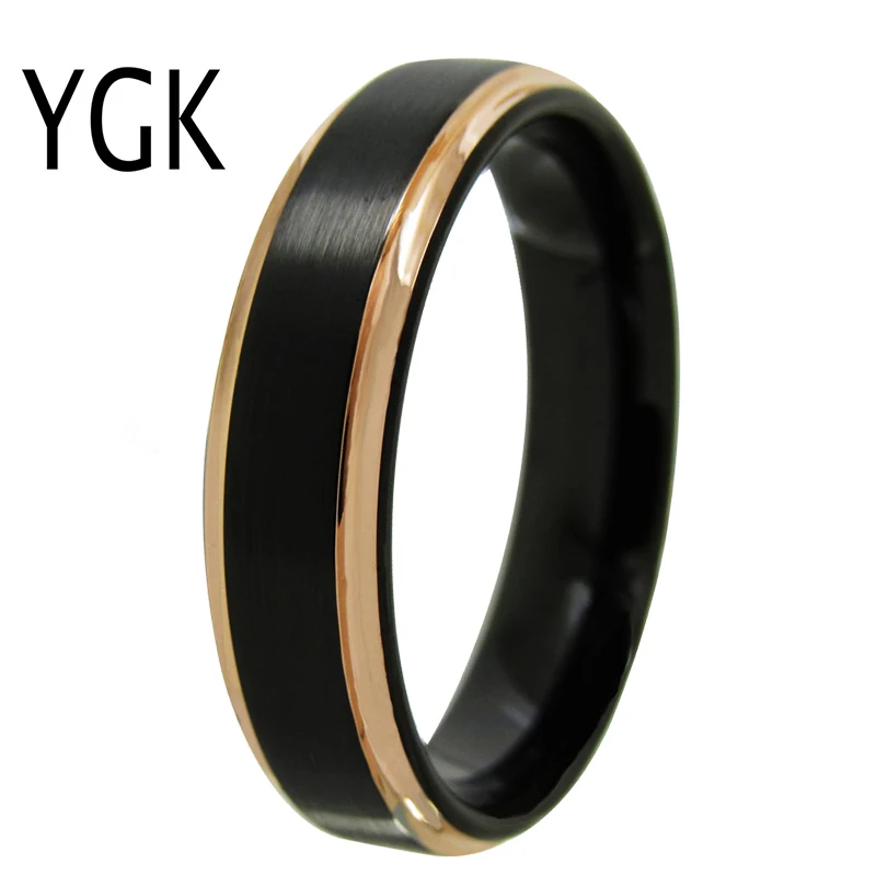 YGK Jewelry 6mm Matte Center/Black/Blue/Rose/Silver Step New Tungsten Ring Tungsten Wedding Ring For Men & Women Bridegroom Ring