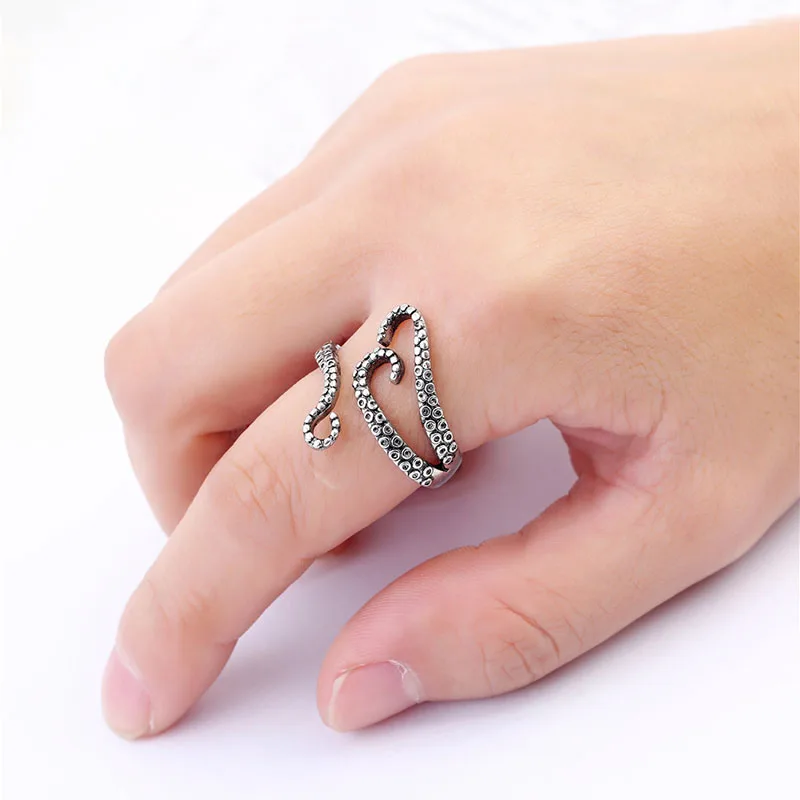 Новинка LNRRABC модное женское кольцо в стиле панк, изменяемое размер, титановая сталь, унисекс, серебряный цвет, осьминог, Devilfish, кольца, модное ювелирное изделие