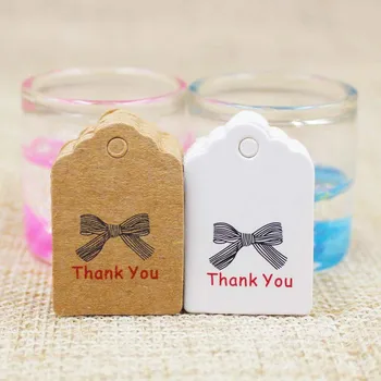 

3*2cm 1000pcs scallop thank you wedding favors label tag white/kraft products price tag label for handmade favors/cookies/candy
