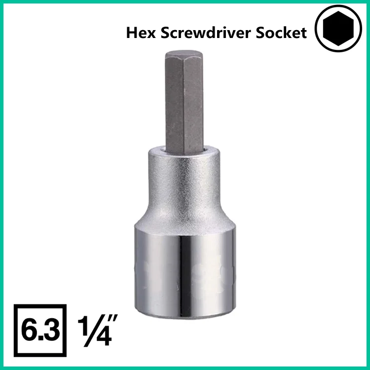 

1/4" Socket Wrench head metric socket set socket wrench kit bolt hex Screwdriver allen head torque wrench sleeve head