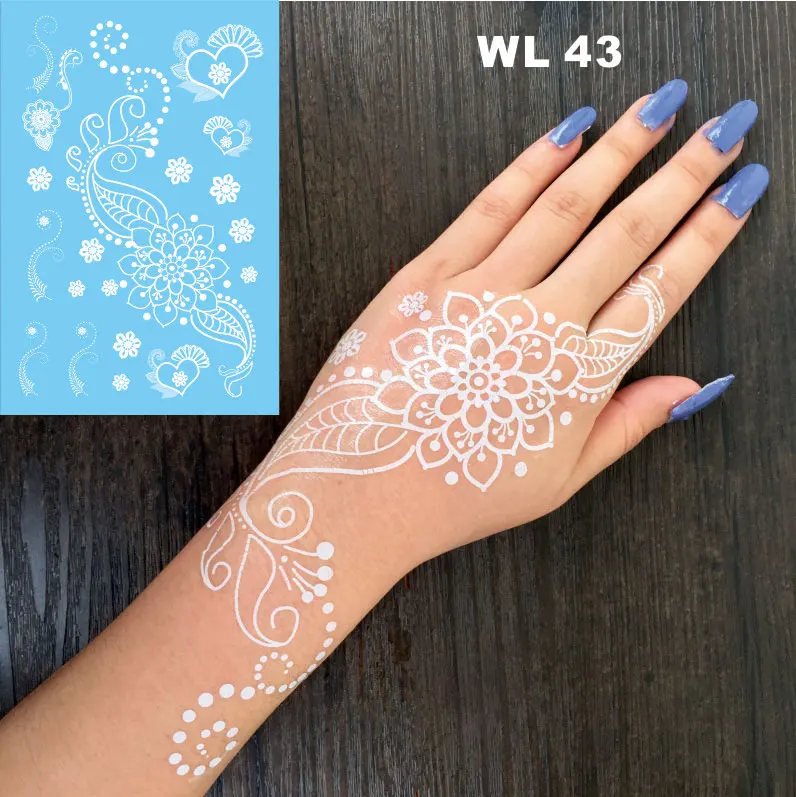  WL 43 puro mandala flor Henna tatuaje temporal mano