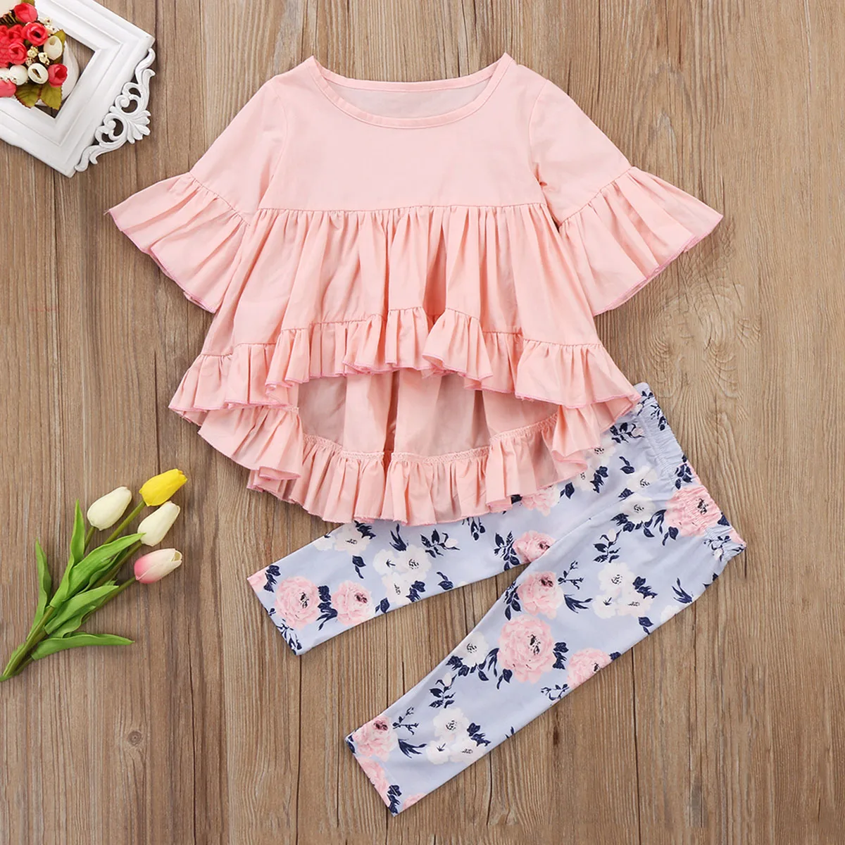 

Toddler Kids Baby Girls Clothes Outfits T-shirt Tops Floral Pants Set