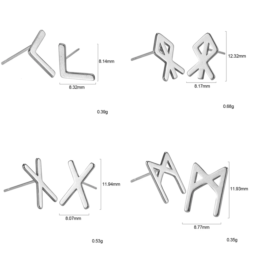 LIKGREAT, серьги из нержавеющей стали для женщин и мужчин, серьги-гвоздики в виде руны викингов, Винтажные Ювелирные изделия, скандинавские аксессуары для ушей