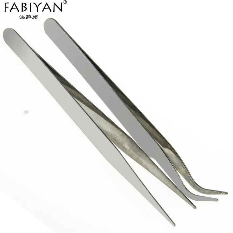 

2pcs Nipper clipper Tweezer Curved Straight Stainless Steel Picking Rhinestone Glitter Fimo Canes Nail Art Tools