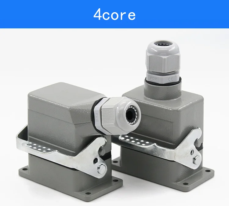Superior e Lateral Heavy duty Conector Retangular Hdc he 4 e 6 e 10 e 16 e 20 e 24 e 32 e 48 Núcleo Plugue Aviação 16a Industrial à Prova d' Água 2 20 24 32 48 núcleo industrial impermeável
